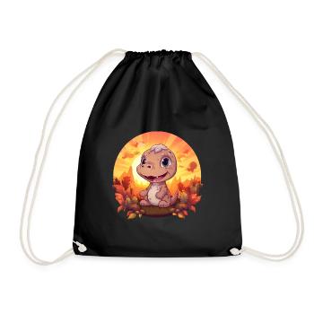 Autumn Dino Trex Dinosaur Foliage Autumn Sunset - Drawstring Bag - black - Front