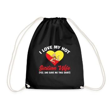 Sicily Flag Italy Sicily - Drawstring Bag - black - Front