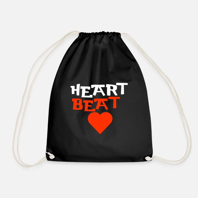 Heart Beat Love - Drawstring Bag - black