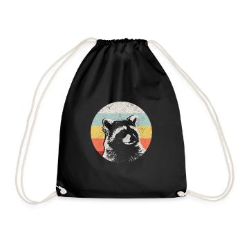 Raccoon Funny Gift - Drawstring Bag - black - Front