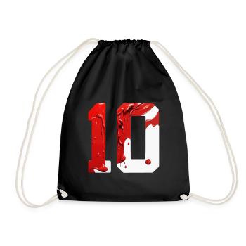 NO. 10 NUMBER 10 RED WHITE 10TH BIRTHDAY - Drawstring Bag - black - Front