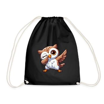 Cooler Eule Dab Dabbing Lustig Design - Turnbeutel - Schwarz - Vorne