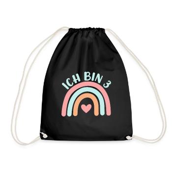 Ich bin 3 niedliche Regenbogen Design Junge Mädche - Drawstring Bag - black - Front