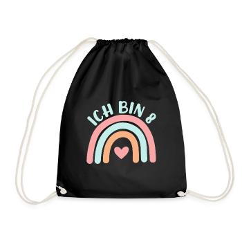 Ich bin 8 niedliche Regenbogen Design Junge Mädche - Drawstring Bag - black - Front