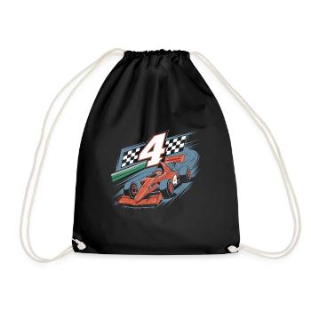 4rd Birthday Race Car Theme for Boys - Drawstring Bag - black - Front