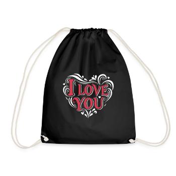 I love You - Valentine' Day - Love - Gift - Drawstring Bag - black - Front