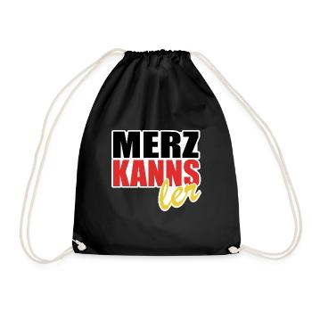 Merz kanns - Kanzler - Kanzlerkandidat - Turnbeutel - Schwarz - Vorne