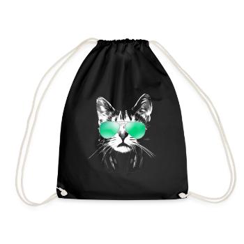Cool DJ Cat - Drawstring Bag - black - Front