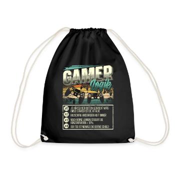 Gamer Logik Gaming Zocken Zocker - Turnbeutel - Schwarz - Vorne