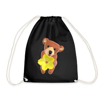 Ours en peluche avec fleur et bouche baiser 3D - Sac de sport léger - noir - Devant