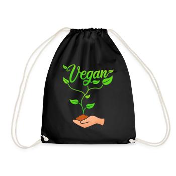 Vegan plant design for proud vegans - Drawstring Bag - black - Front