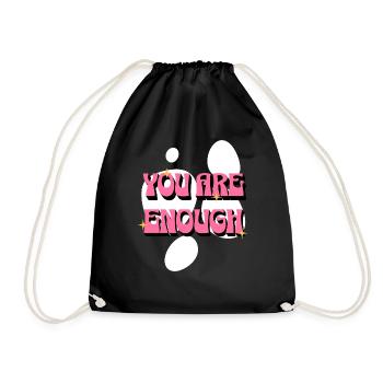 You Are Enough - Pink for Women - Drawstring Bag - black - Front