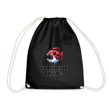 Beware Snappy - Funny Fish Design - Drawstring Bag - black - Front