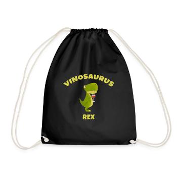 funny Vinosaurus Rex, Vinosaur, Wine Gift - Drawstring Bag - black - Front