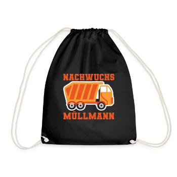 Nachwuchs Müllmann Müllfahrzeug Müllabfuhr - Turnbeutel - Schwarz - Vorne