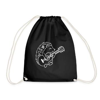 Hedgehog joue guitare guitariste cadeau - Sac de sport léger - noir - Devant
