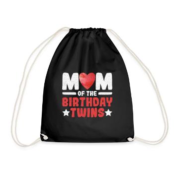 Mom of the Birthday Twins Zitat für eine Mutter - Turnbeutel - Schwarz - Vorne