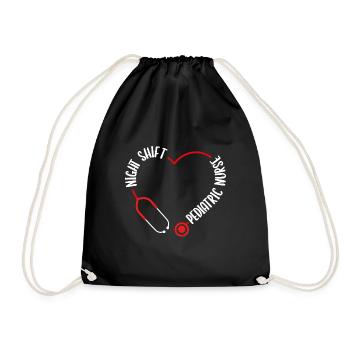 Night Shift Pediatric Nurse Stethoscope Nursing - Turnbeutel - Schwarz - Vorne