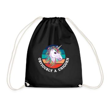 Obviously A Unicorn - Drawstring Bag - black - Front