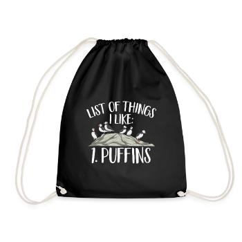 puffin puffin auke birds Lunde - Drawstring Bag - black - Front