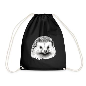 Süßer Vintage Igel - Turnbeutel - Schwarz - Vorne