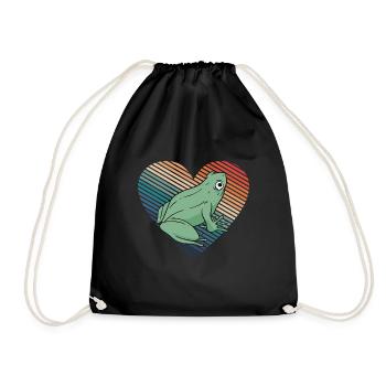 Herpetologist Retro Amphibian Vintage Heart Frog - Drawstring Bag - black - Front