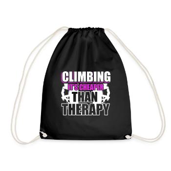 Climbing Climbing Is Cheaper Than Therapy - Drawstring Bag - black - Front