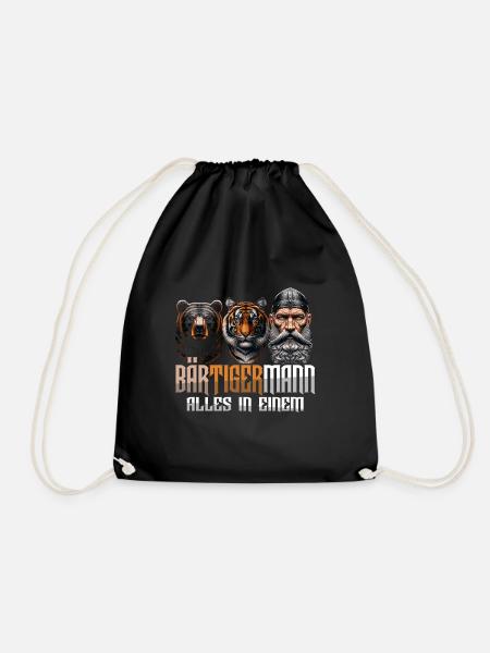 Bärtigermann Bär Tiger Mann Geschenk Bart Sprüche - Turnbeutel - Schwarz