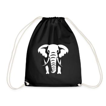 Logo blanc Silhouette d’éléphant - Sac de sport léger - noir - Devant