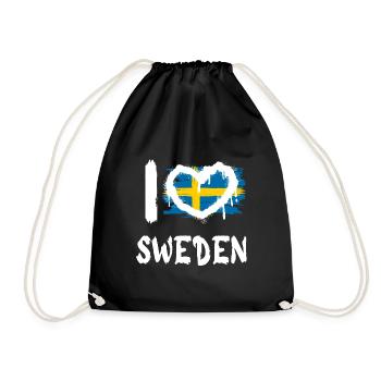 I love Sweden / Ich Liebe Schweden Land Länder - Turnbeutel - Schwarz - Vorne