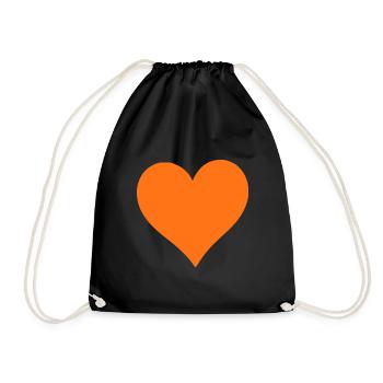 orangenes Herz orangen Geschenk  - Turnbeutel - Schwarz - Vorne