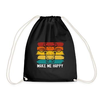 Cow - Drawstring Bag - black - Front