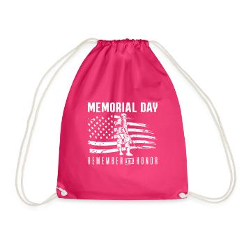 Memorial Day Erinnern & Ehren Soldat Veteran USA F - Turnbeutel - Fuchsia - Vorne
