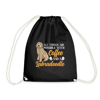 Labradoodle Dog - Drawstring Bag - black - Front