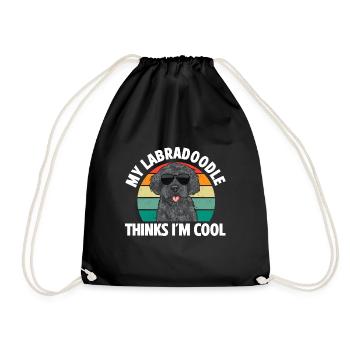 Labradoodle Dog - Drawstring Bag - black - Front