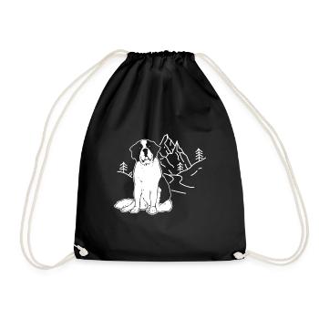 St. Bernard St. Bernard Dog Dog - Drawstring Bag - black - Front