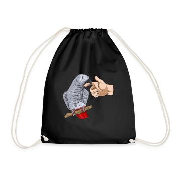 Graupapagei African Grey Parrot Papagei - Drawstring Bag - black - Front