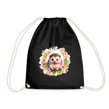 Cute hedgehog - Drawstring Bag - black - Front