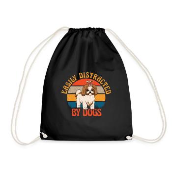 Facilement distrait par les chiens Drôle de maman de chien - Sac de sport léger - noir - Devant