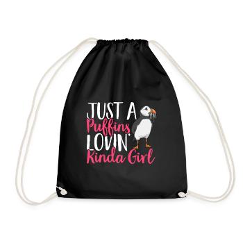 puffin puffin auke birds Lunde - Drawstring Bag - black - Front