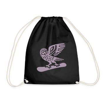 Eule Snowboard Snowboarder Minimalistisches Design - Turnbeutel - Schwarz - Vorne