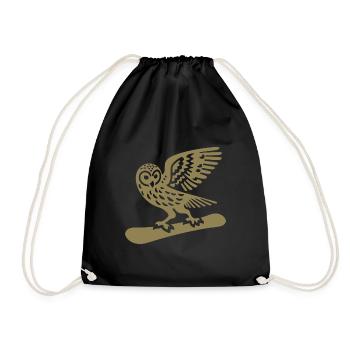 Eule Snowboard Snowboarder Minimalistisches Design - Turnbeutel - Schwarz - Vorne