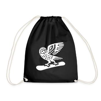 Eule Snowboard Snowboarder Minimalistisches Design - Turnbeutel - Schwarz - Vorne