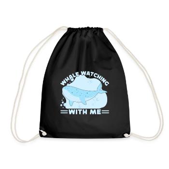 Whale Watching With Me Whale Lover Gift - Turnbeutel - Schwarz - Vorne