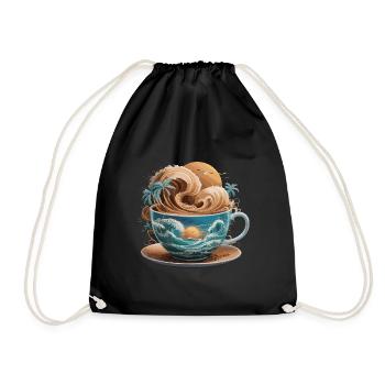 Tropical Beach Waves Kaffeetasse für eine - Turnbeutel - Schwarz - Vorne