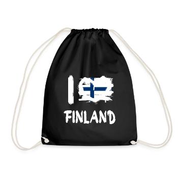 I love Finland / Ich Liebe Finnland Land Länder - Turnbeutel - Schwarz - Vorne