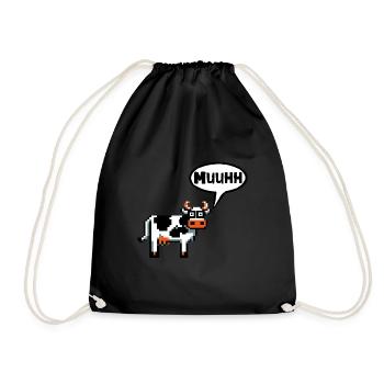 Cow Hello Morning Hello Good Day Servus Moin - Drawstring Bag - black - Front