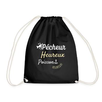 Pêcheur heureux poisson heureux - Sac de sport léger - noir - Devant