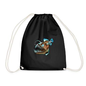 Fish sea marine life animal fishing gift - Drawstring Bag - black - Front