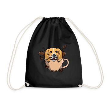 Coffee beagle - Drawstring Bag - black - Front